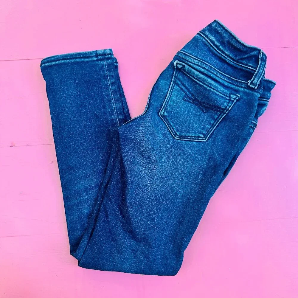 GAP Kids Girls Skinny Jeans Size 7 Dark Wash Adjustable Waist Stretch Denim